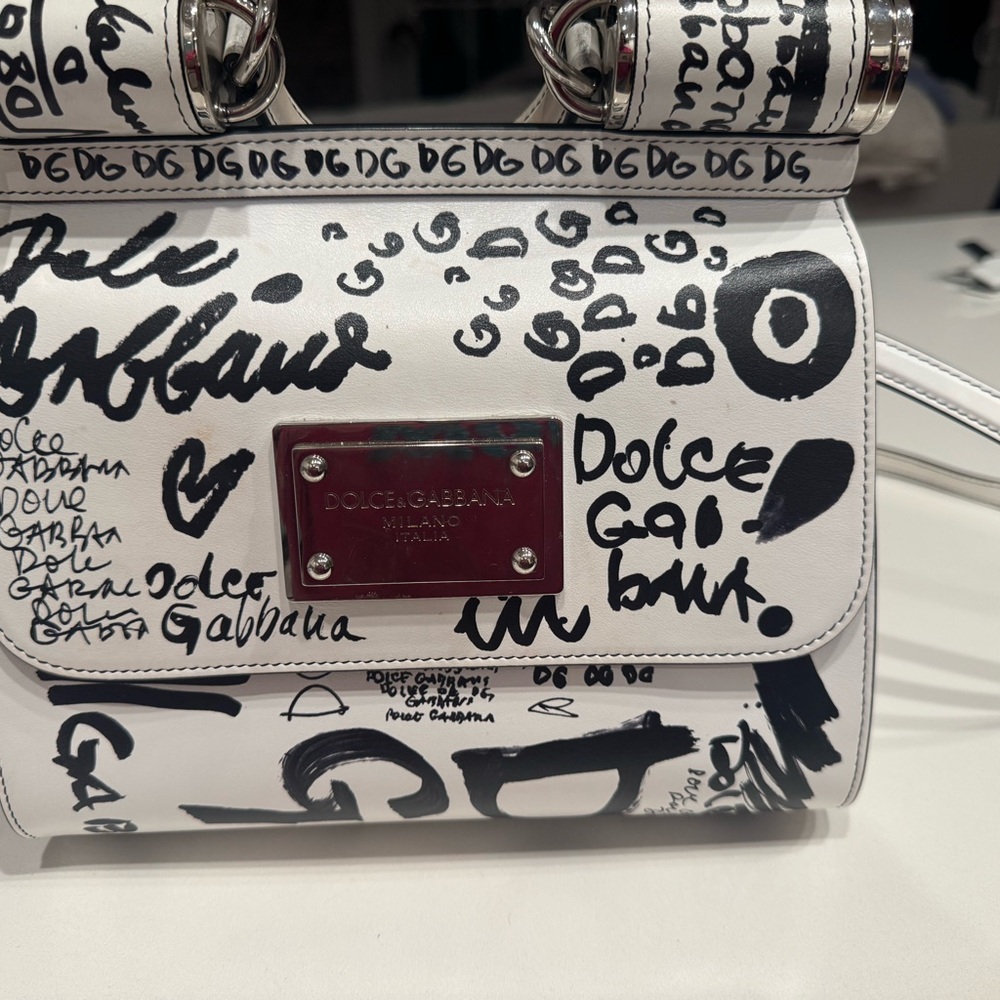 Dolce & Gabbana White Graffiti Print Bag